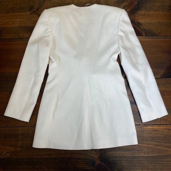 Zara Limited Edition White Blazer Mini Dress Women's Small Lined Twist Bow Rare - Picture 7 of 15